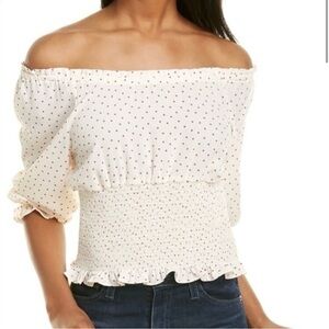 1.State White/Black Polka‎ Dot Blouse